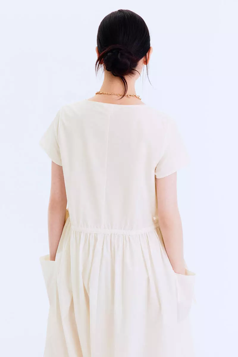 Drawstring-waist cotton dress