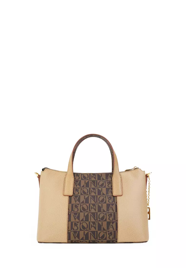 Bonia Brown Salva Monogram Large Satchel Bag