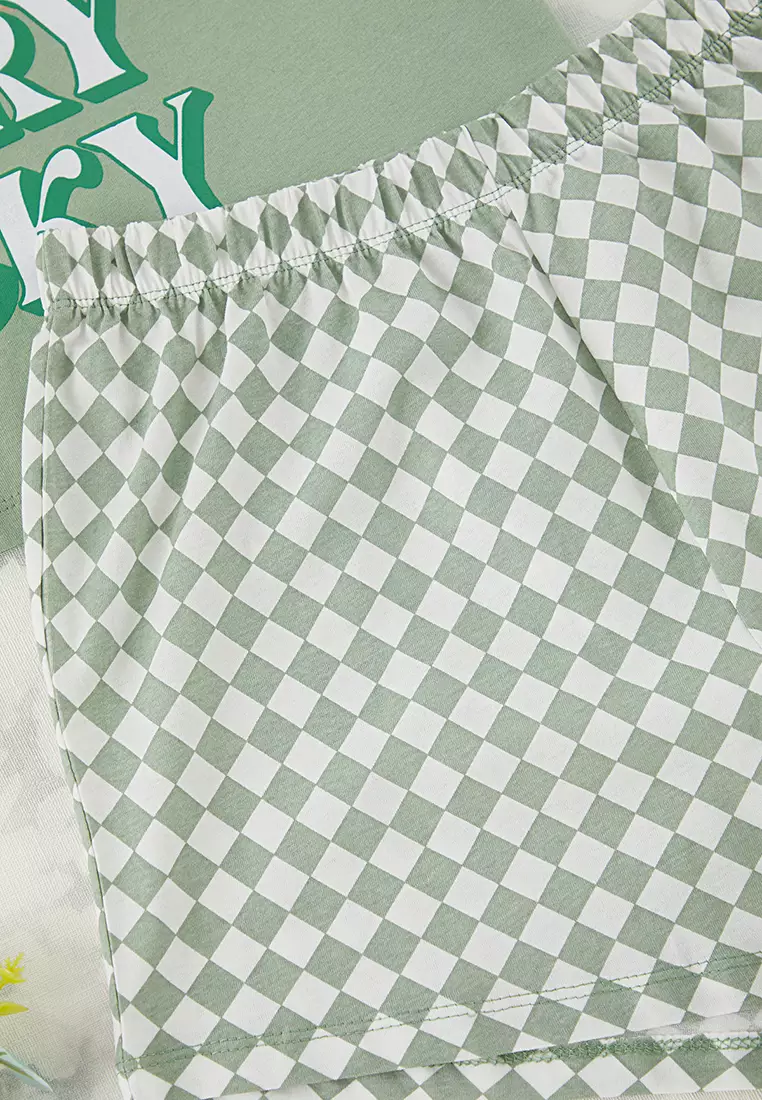 Mint 100% Cotton Teddy Bear Shorts Knitted Pajama Set THMSS25PT00409