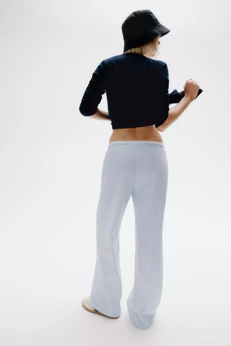 Double-waistband poplin drawstring trousers