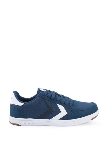 Hummel blue Stadil Light Canvas Court Style Trainers 93E6CSH6A93F87GS_1