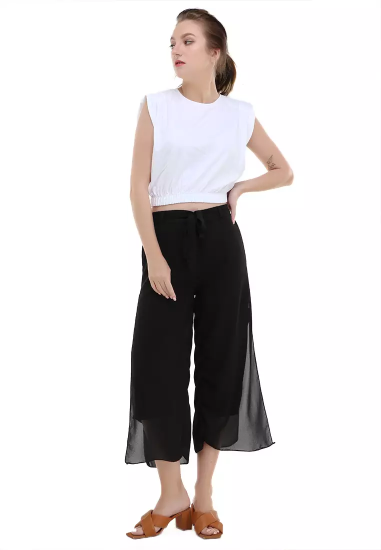 Axel Long Pants Design Simple Bawahan Wanita Casual - Black