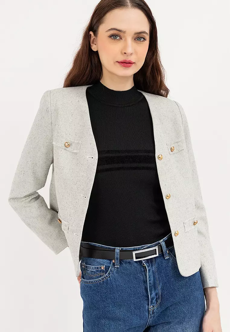 Light Heathered Woolen Blazer