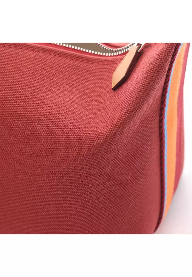 Pre-Loved Hermès Bride-a-Brac PM Hpavilion Rouge Ash Handbag canvas Brown multicolor silver hardware