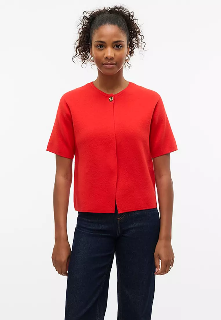 Short Sleeves One Button Cardigan