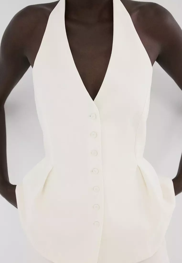 Peplum Top With Halter Neck