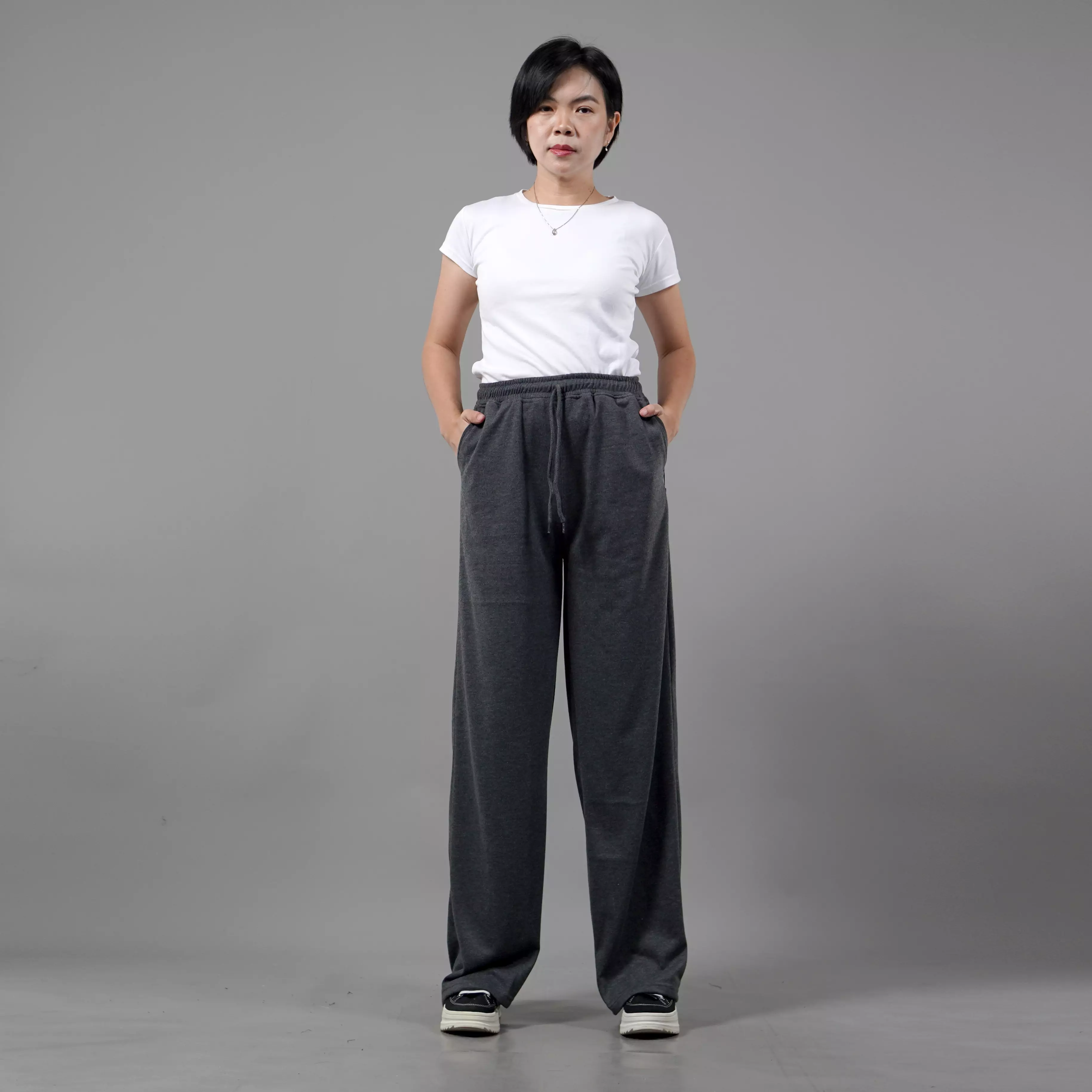  RIA Celana Panjang Loose Pants Wanita Celana Wanita - ABU TUA