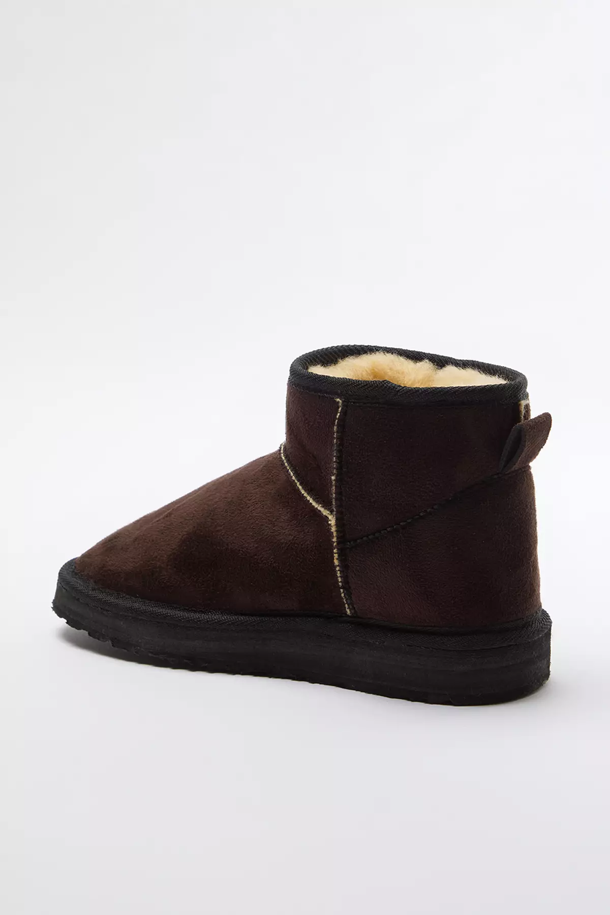 Dark Brown Fur Inside Round Toe Flat Flatform Heeled Women's Boots Takaw25Bo00029