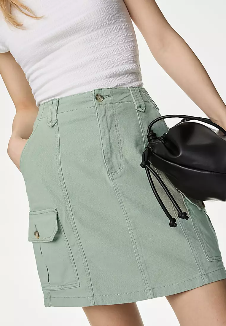 Cotton Rich Mini Utility Skirt