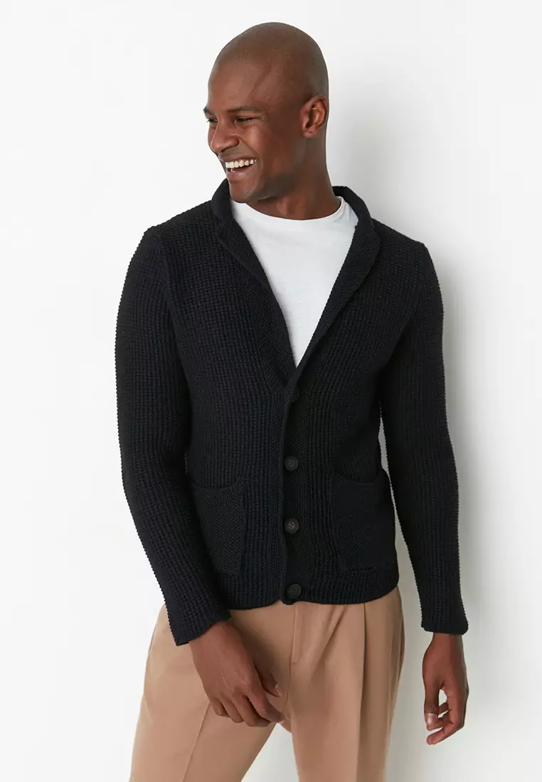Mens slim fit cardigan discount