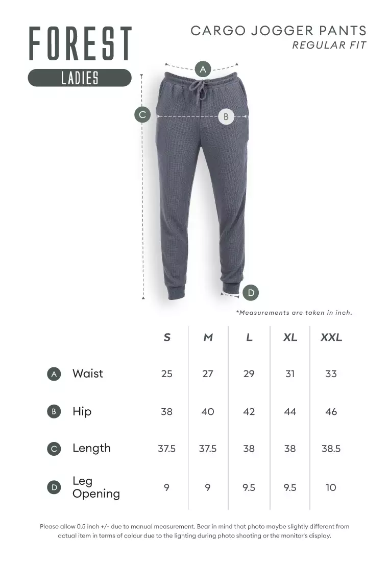 Forest Ladies Polyester Elastic Waisted Cargo Pants Women Casual Jogger Long Pants - 810494-48Olive