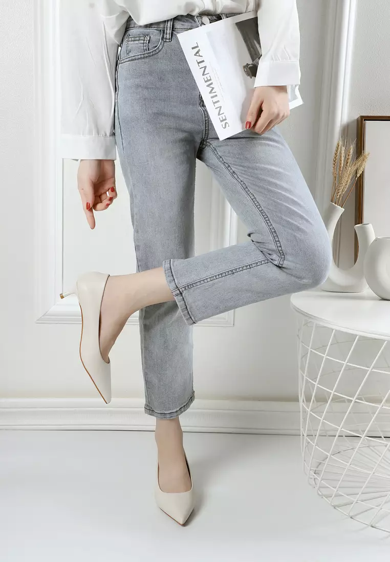 4.5CM Microfiber Leather Pointy Pumps 2045-2