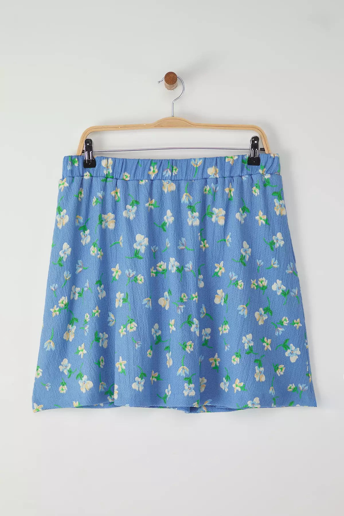 Blue Floral Pattern Large Size Shorts Skirt Tbbss25Ap00025