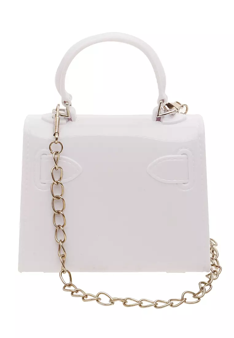 Tas Mini Tali Rantai Slingbags Jelly Design Elegant Wanita - White