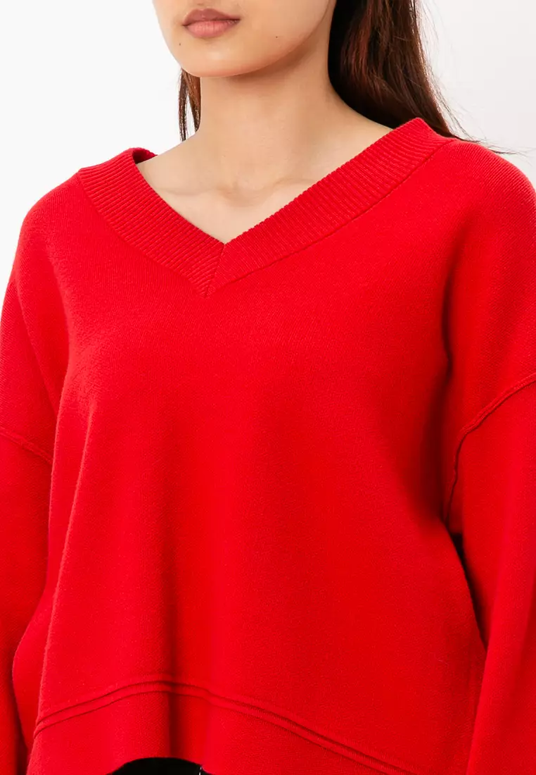 Gold Piping V-Neck Pullover