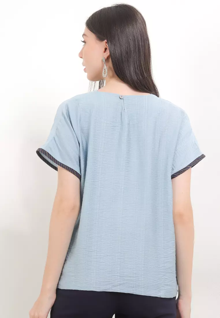 Sora Top Blouse Batik Cap Lengan Pendek