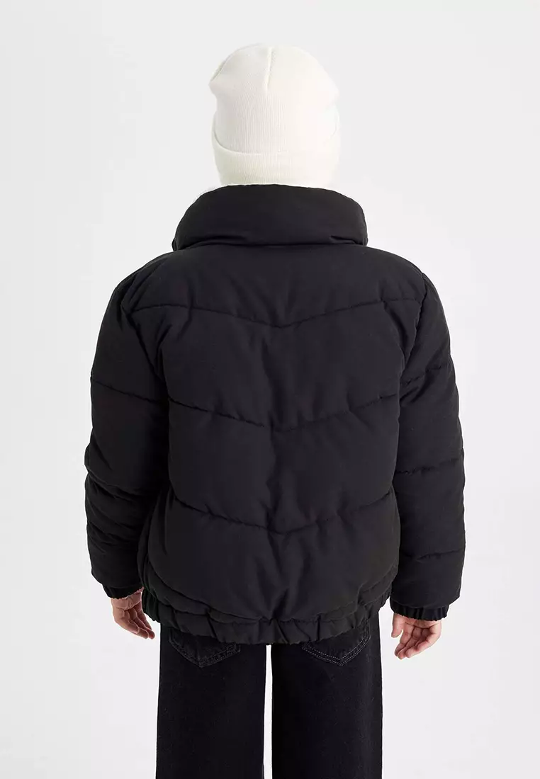 Quilted Stand Up Collar Coat