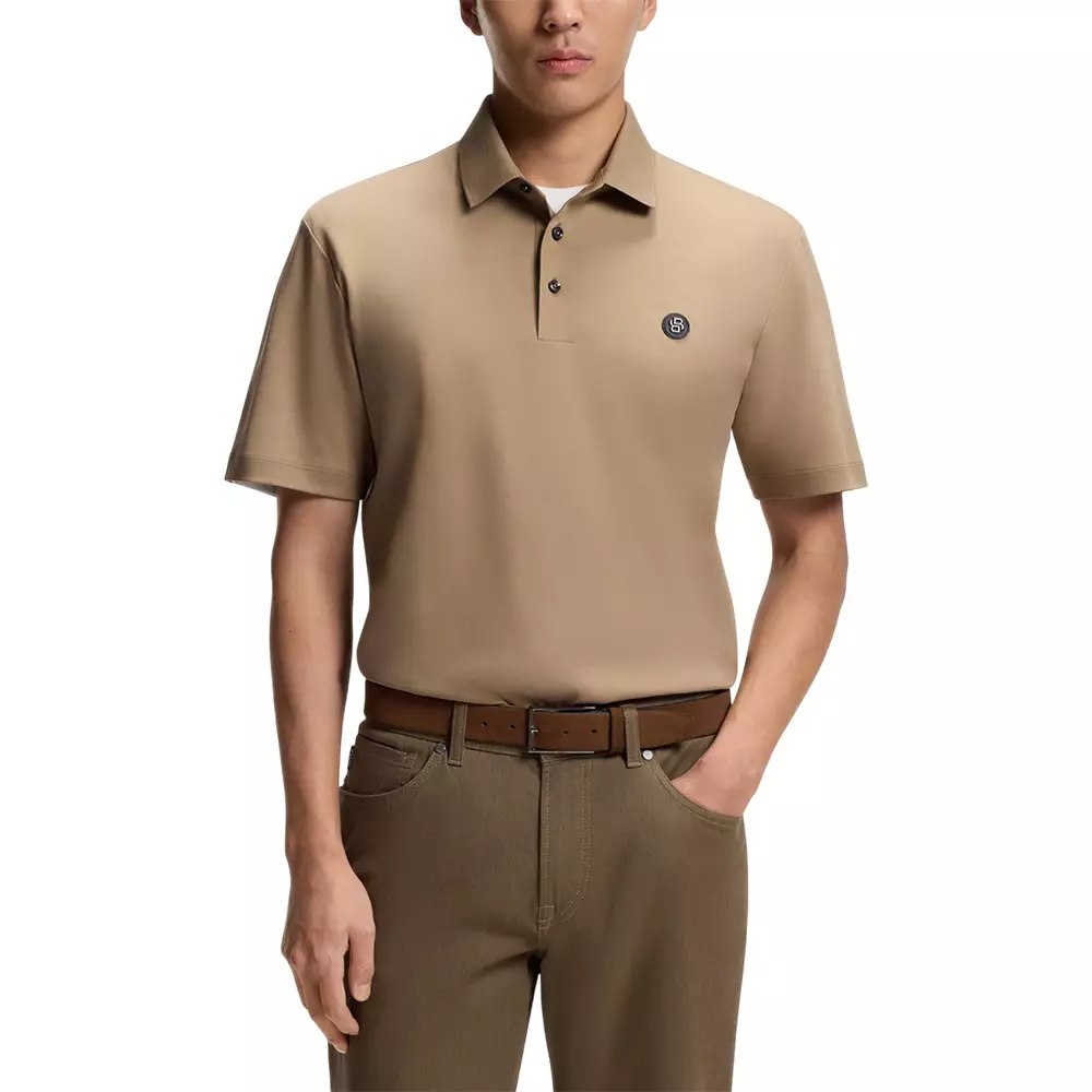 C-Parris Mercerised-Cotton Polo Shirt With Double B Monogram Beige