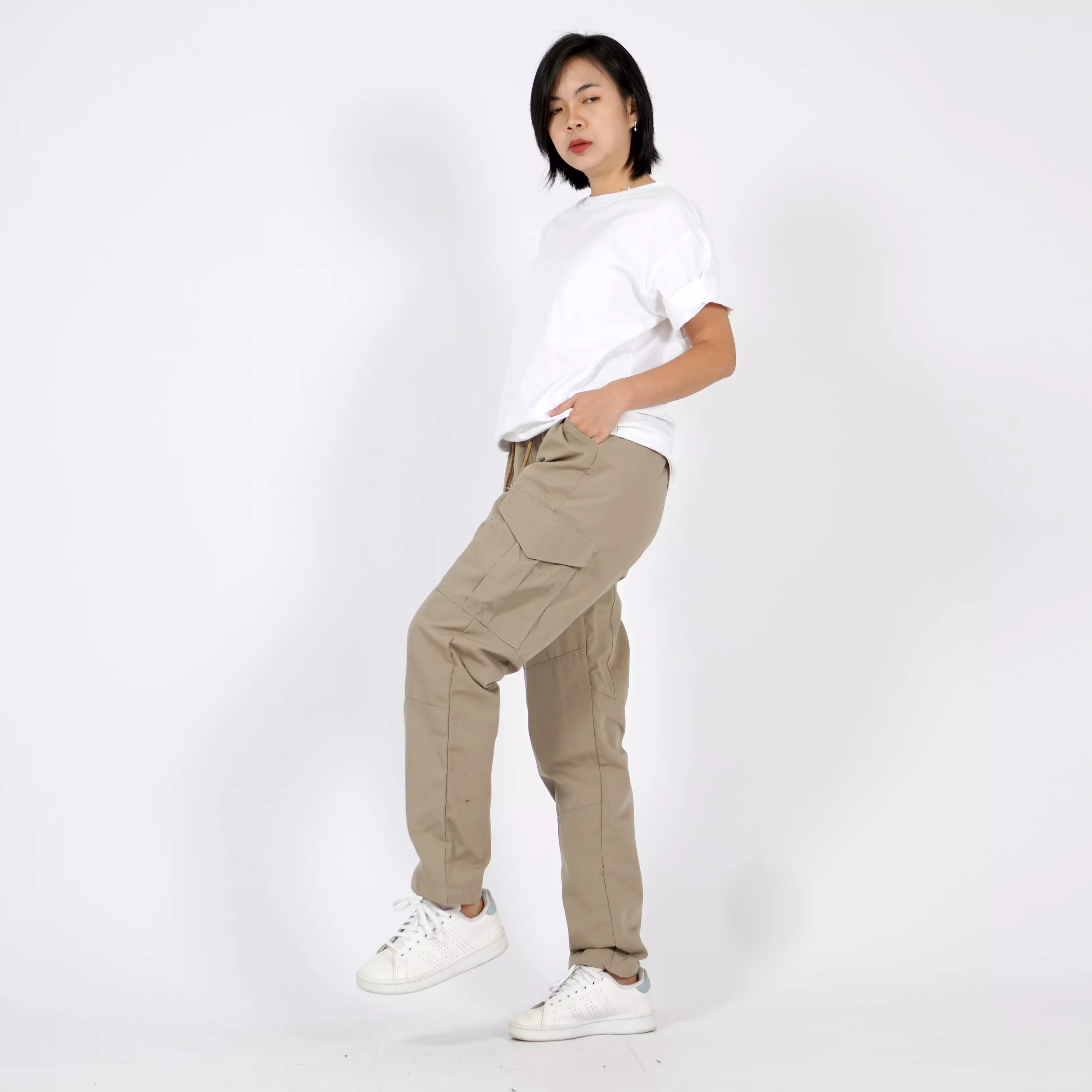 DESSY Cargo Pants Wanita Celana Cargo Earth Tone Celana Kargo Tactical Pants - BEIGE