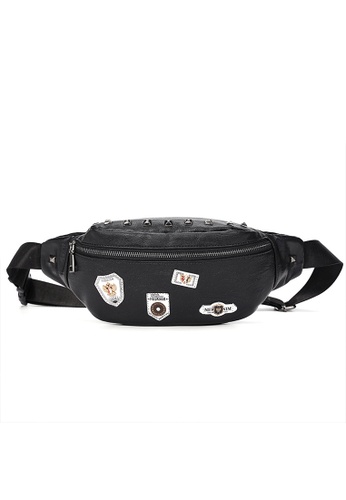 Lara black Men's Fashionable Badge Shoulder Bag Chest Bag - Black 7C262ACC930820GS_1