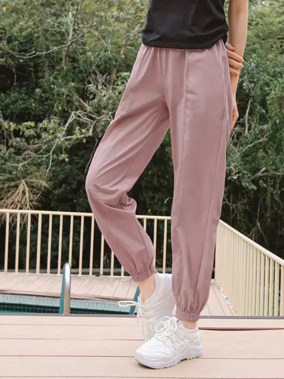 Buy OBSTYLE Styled Line Elastic Drawstring Cuff Pants/Sport Pants《KS0797》  in Grey-Pink 2024 Online