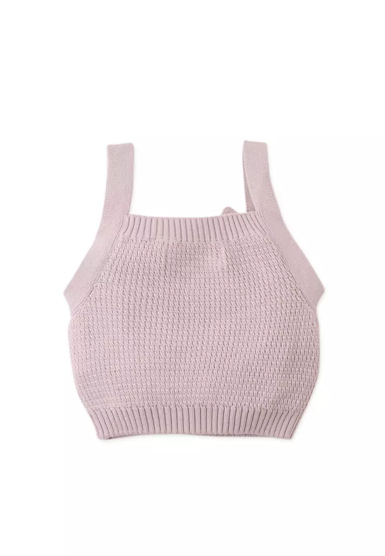 Baby Nicole Knitted Tank Top With Crochet Flower Applique