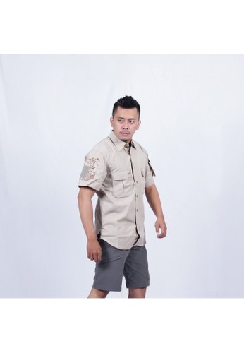 SRITEX beige and brown Men's Ribstop Shirt (SRX 042) - KHAKY C4131AAB64C235GS_1