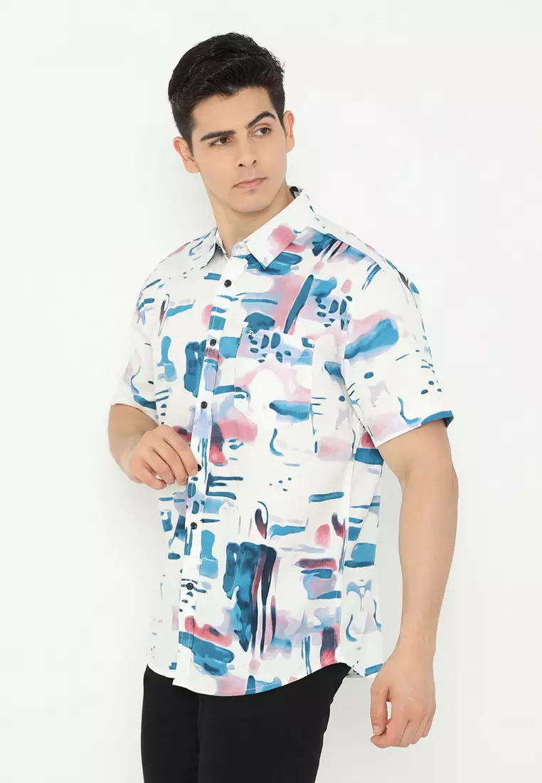 POLICE Kemeja Printing Cotton Tencel Regular Fit Pria