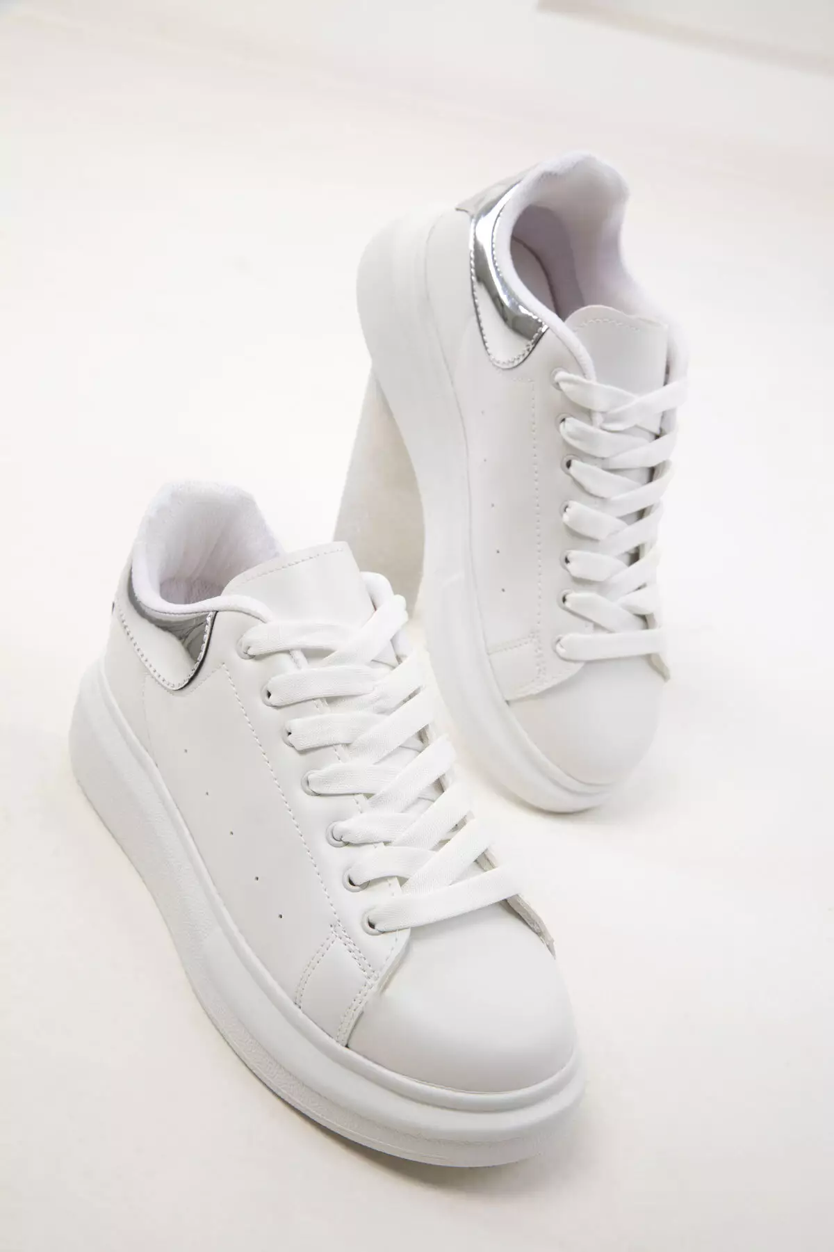 19845 Model White-Silver Women's Sneakers