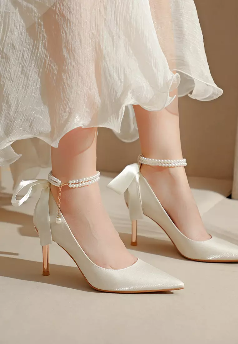 8CM Pointy Pearl Strap Pumps 2181-9