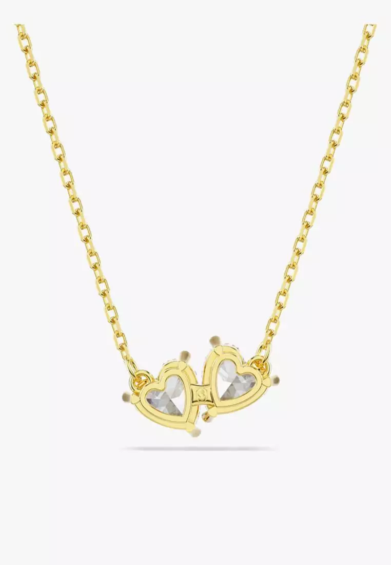 Mesmera necklace, Heart, White, 18K gold finish