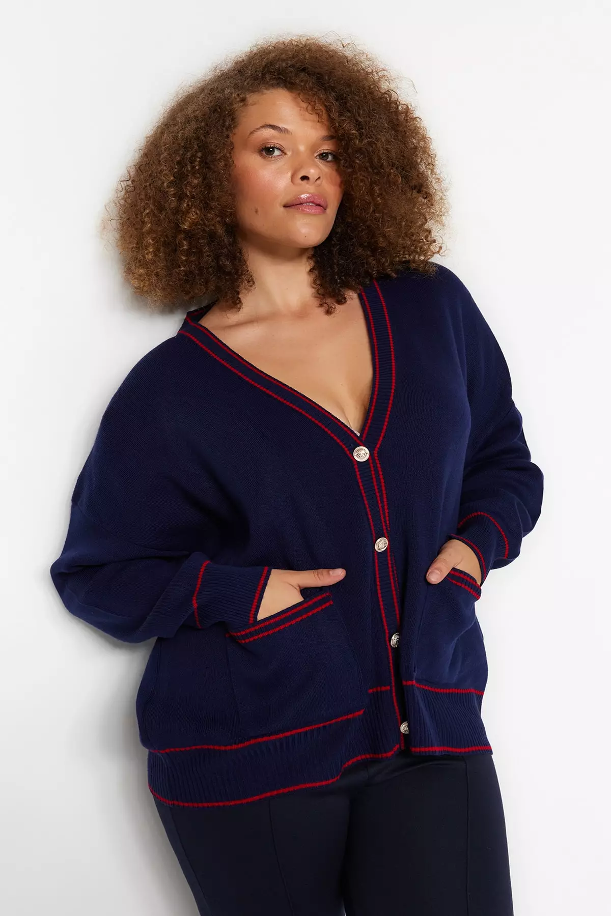 Plus size shop navy cardigan