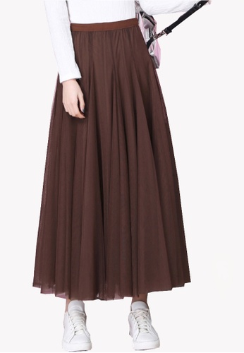 Twenty Eight Shoes brown VANSA Mesh Pleated Skirt VCW-Sk958 130DCAA301D061GS_1