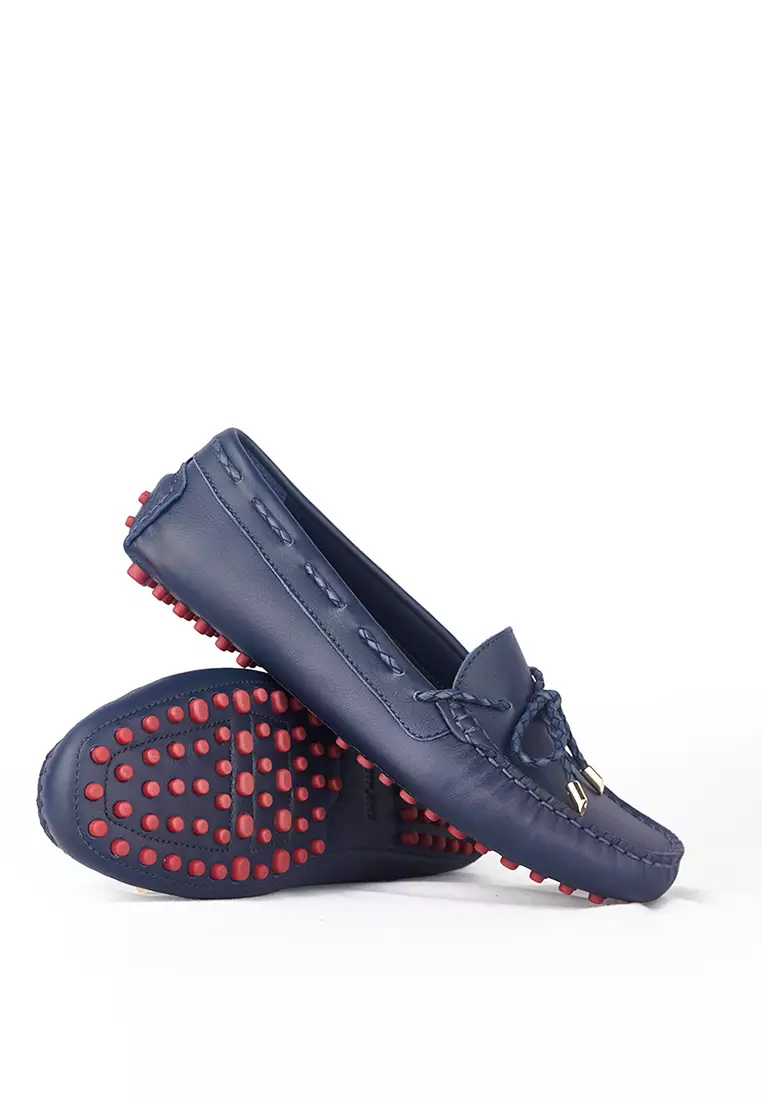 Sepatu Casual Wanita Loafer Moccasin Gino Mariani Elora Navy