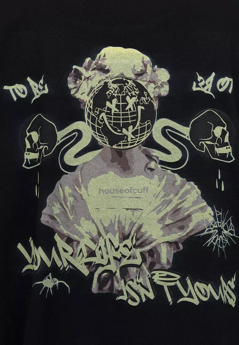 Houseofcuff Kaos Oversized T-shirt Wanita Unisex Tebal Hitam To Be