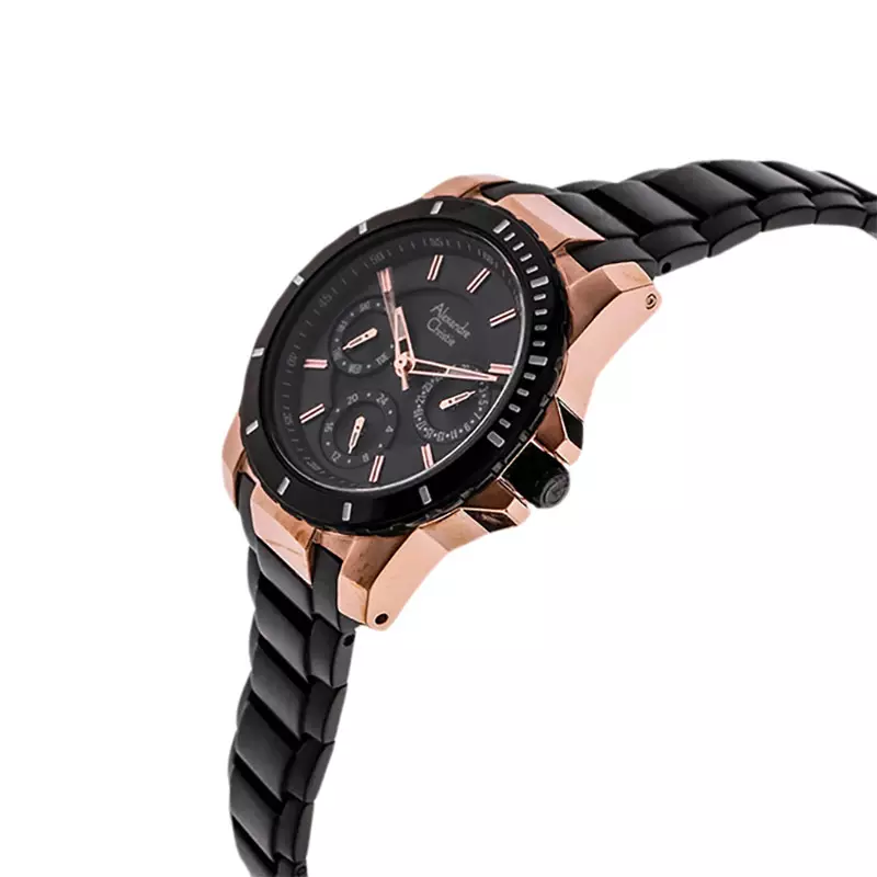 Jam Tangan Wanita Alexandre Christie Multifunction AC 6141 BF BBRBA Black Dial Stainless Steel Strap