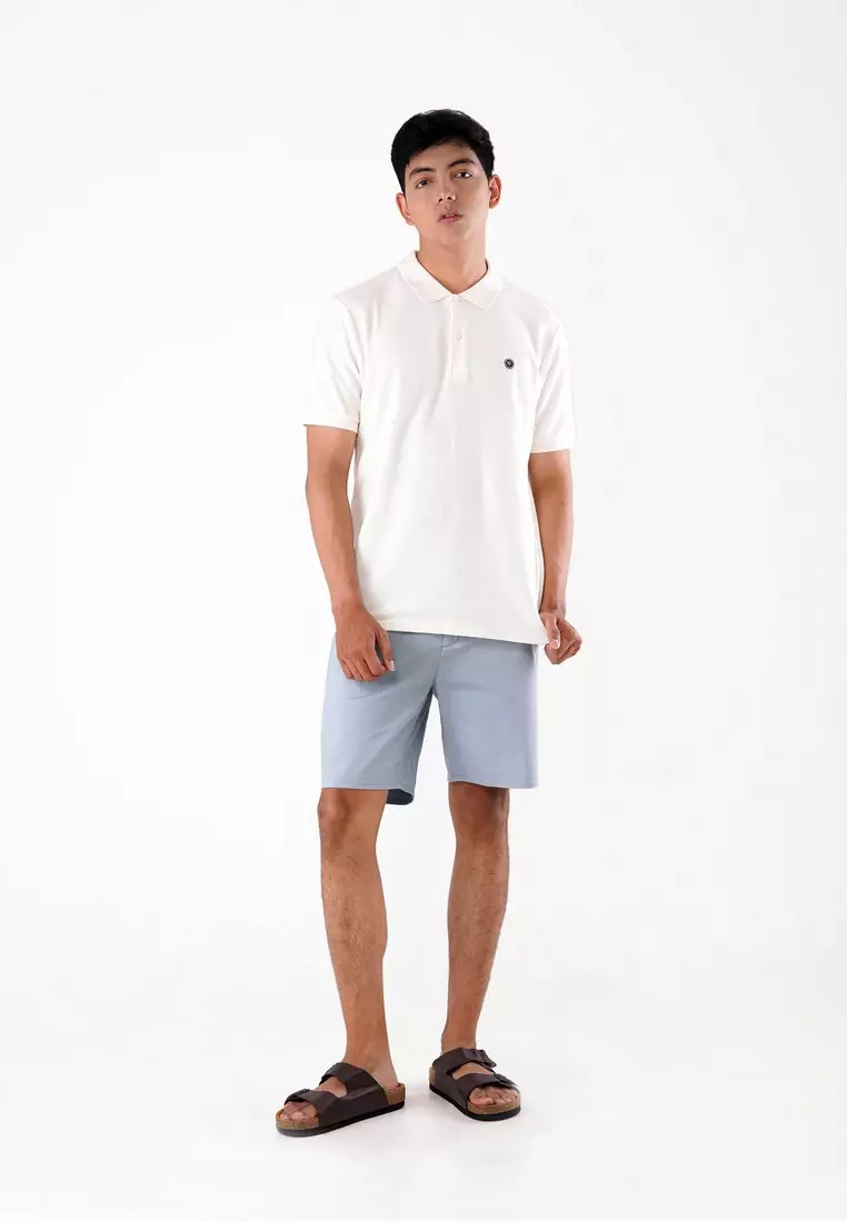 Famo Men's Polo T-Shirt Short Sleeve Cotton Blend Logo Plain C051223