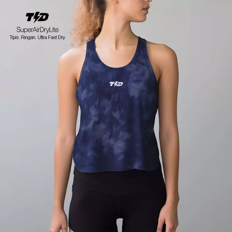 LSD37 Tanktop Crop Gym Weight Lifting "tie dye navy" superairdrylite
