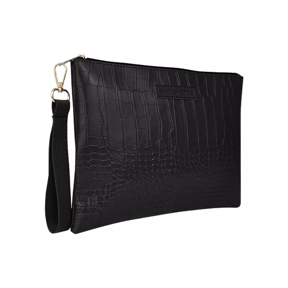MAYONETTE Tinny Croco Pouch Dompet Wanita Terbaru 2021 Import Korea Tas Croco Wanita - Black