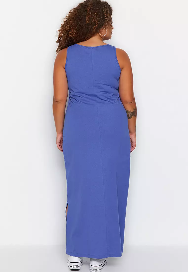 Buy Trendyol Plus Size Cotton Slit Maxi Dress Online | ZALORA Malaysia