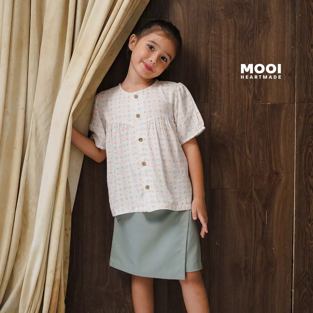 Mooi Setelan Batik Anak Perempuan Nesha Batik Set - Nude Brown