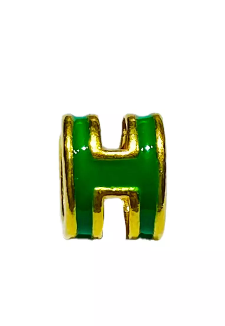 [SPECIAL] LITZ 999 (24K) Gold H Charm H牌 EPC0926-GREEN (0.09g+/-)