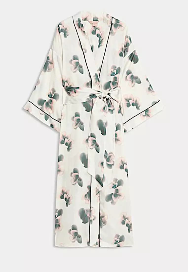 Satin Floral Wide Sleeve Wrap