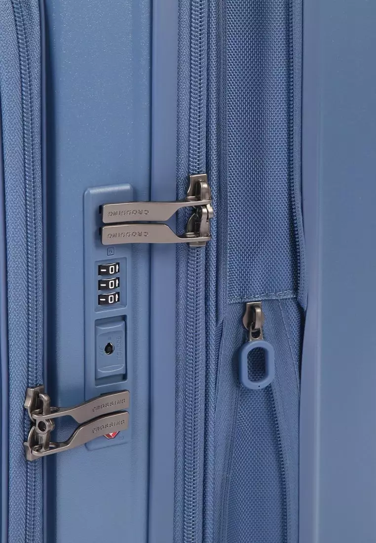 CROSSING INVI 20" Carry On Expandable Luggage With Front & Middle Access V3 - Smoke Blue