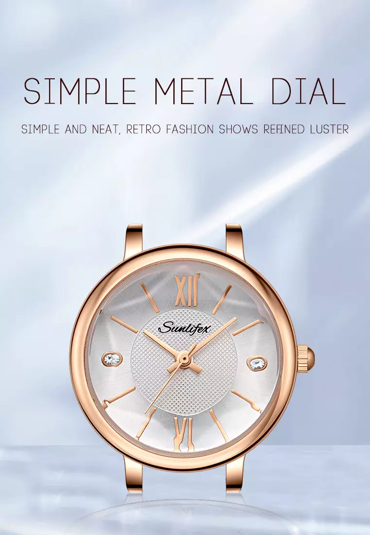 Jam Tangan Wanita 8005 Original Santai Kuarsa Tali Kulit Jam Wanita Anti Air Jam Tangan Cewek white