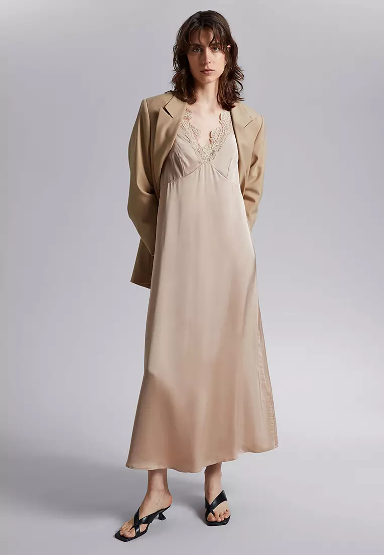 Lace-Trimmed Slip Dress