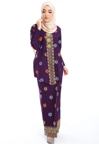 Buy Cotton Tradisional Kebaya With Songket Print (BRaya) from Kasih in Purple and Multi only 199