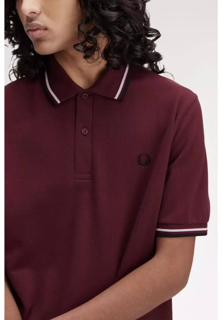Fred Perry M12 Twin Tipped Fred Perry Shirt (Oxblood / White / Black)