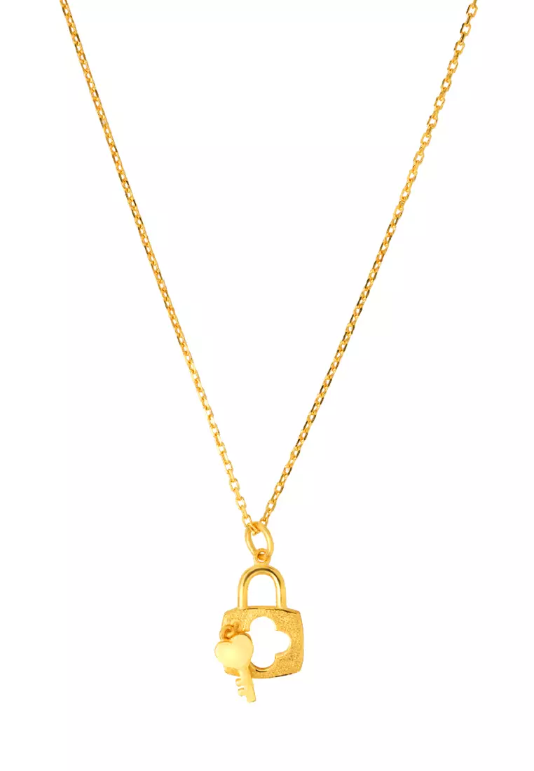 Gold lock and hot sale key necklace