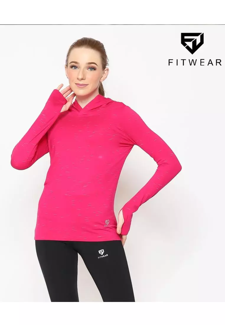 Fitwear - Kaos Olahraga Wanita ATALIA BASIC HOODIE LS - FUSCHIA